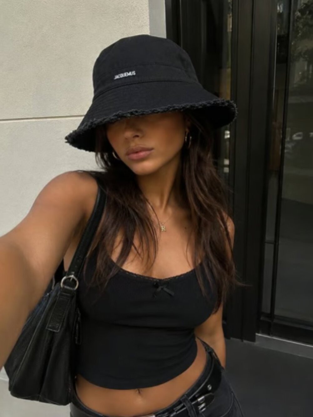 Jacquemus Le Bob Artichaut Frayed Bucket Hat Black One Size